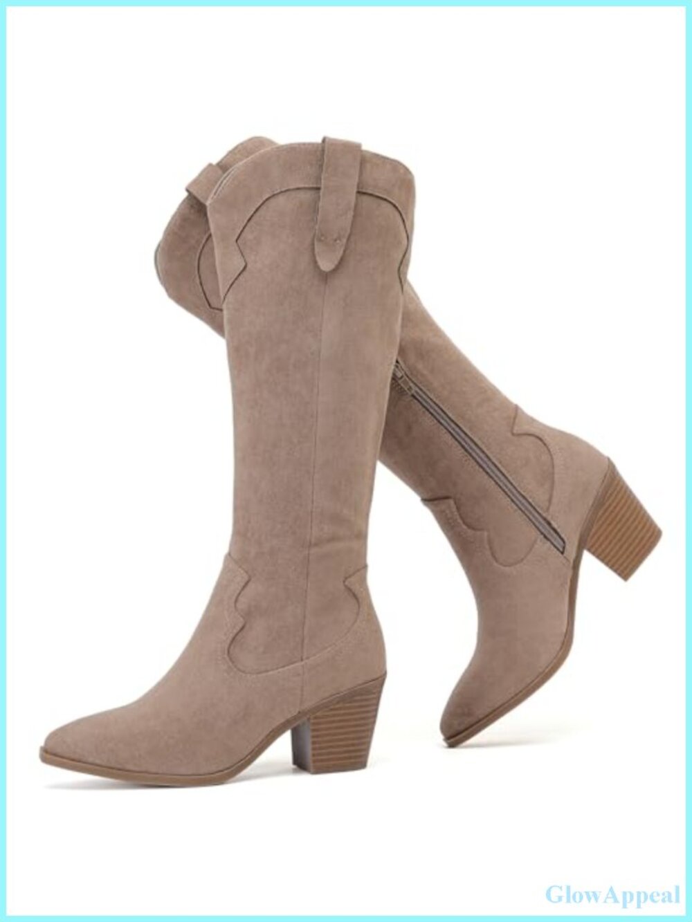 Women's Knee High Slouchy Heeled Boots Pointed Toe Block Heel